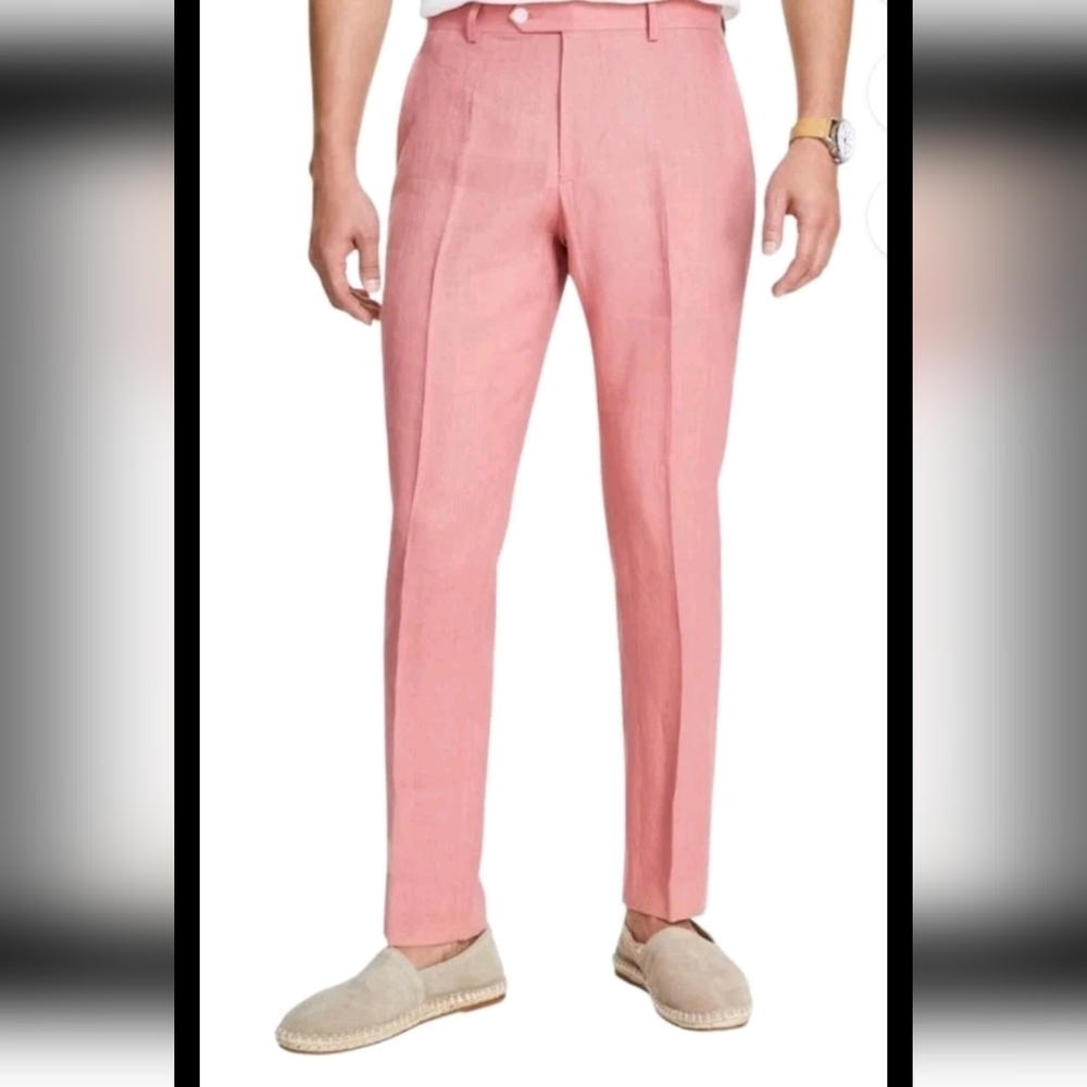 $125 Tommy Hilfiger Mens 100% Linen Dress Pants Sz 33x30 Modern Fit NWT